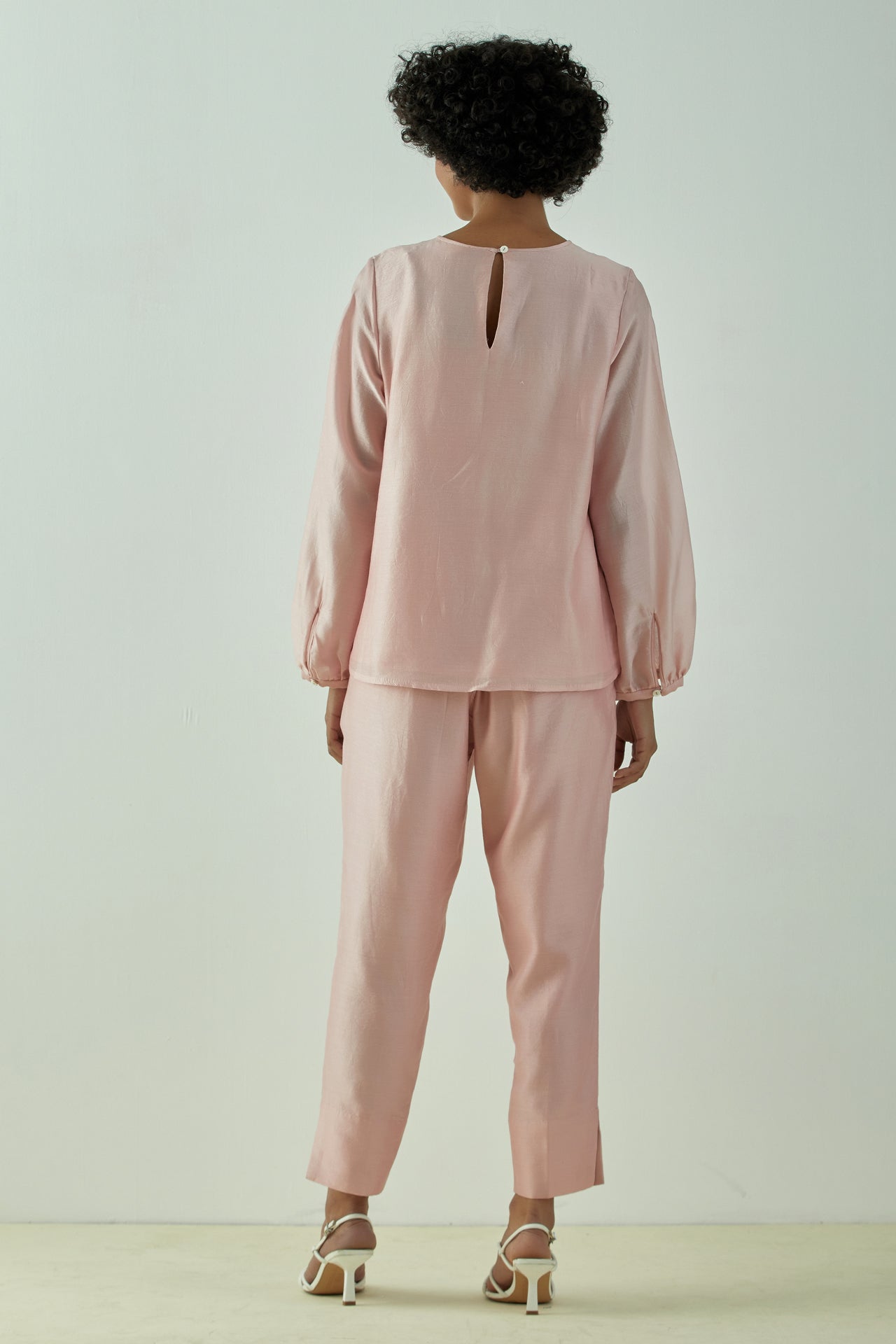 Miriam Old Rose Demure Top with Ankle Pants