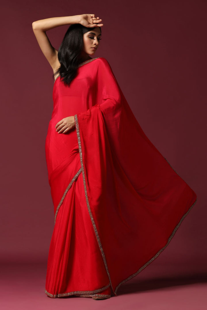 The Gold Embroidered Eternal Red Saree