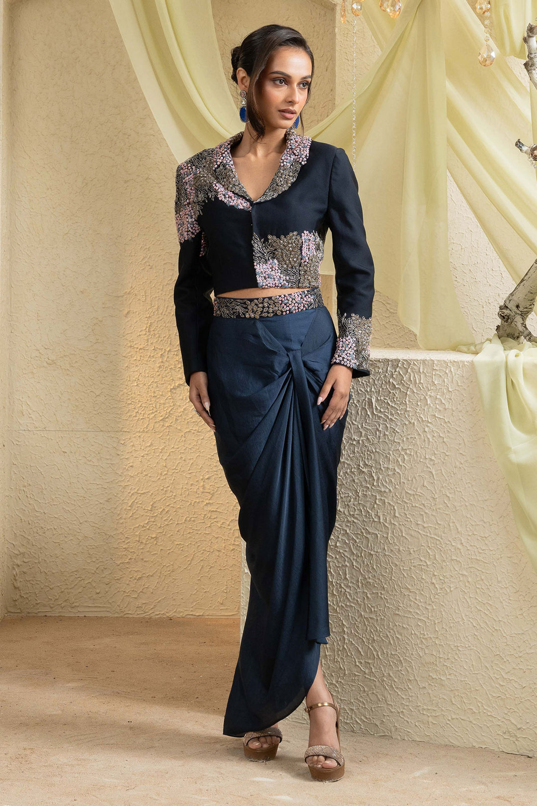 Twilight Elegance Embroidered Jacket Set