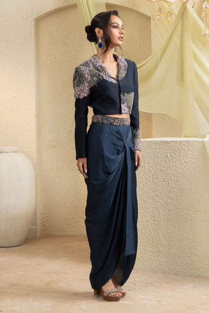 Twilight Elegance Embroidered Jacket Set