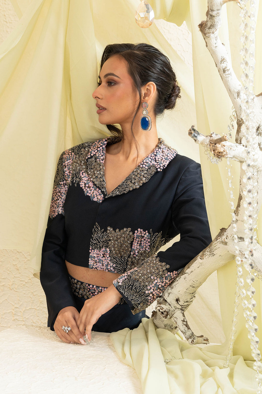Twilight Elegance Embroidered Jacket Set