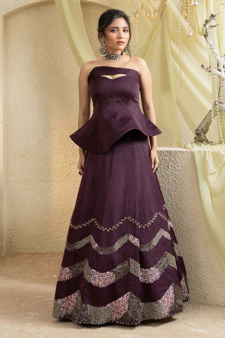 Plum Smoke Handcrafted Lehenga