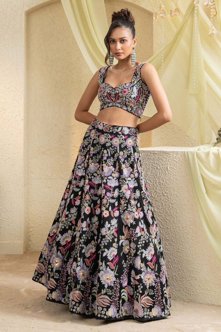 Noir Elegance Embroidered Lehenga Set
