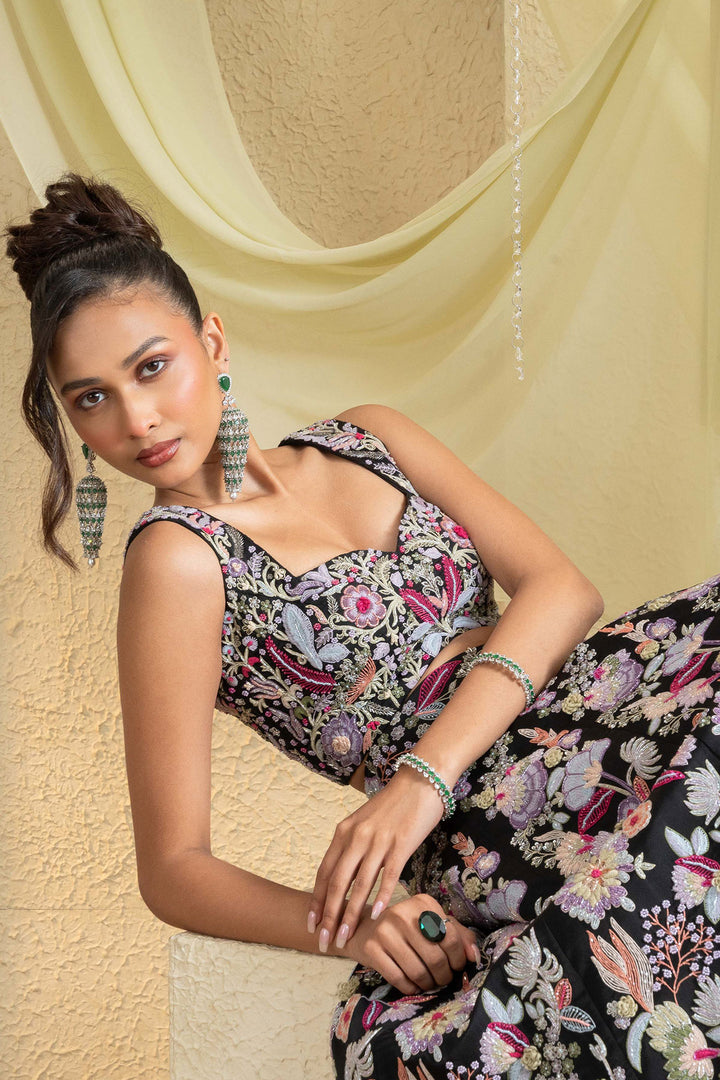 Noir Elegance Embroidered Lehenga Set