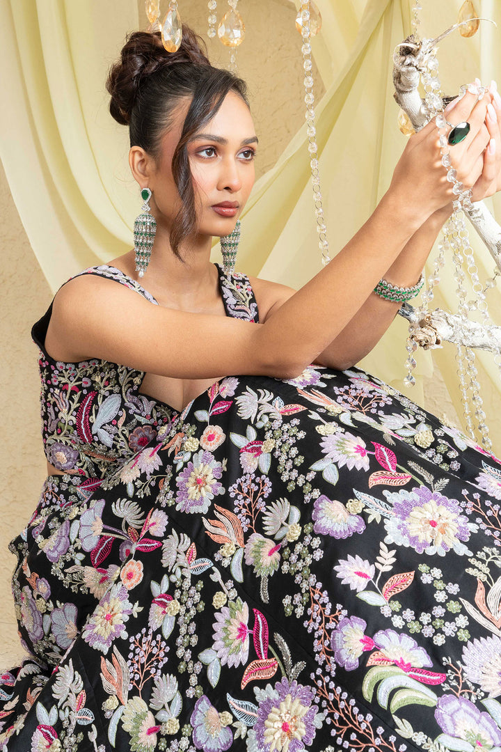 Noir Elegance Embroidered Lehenga Set