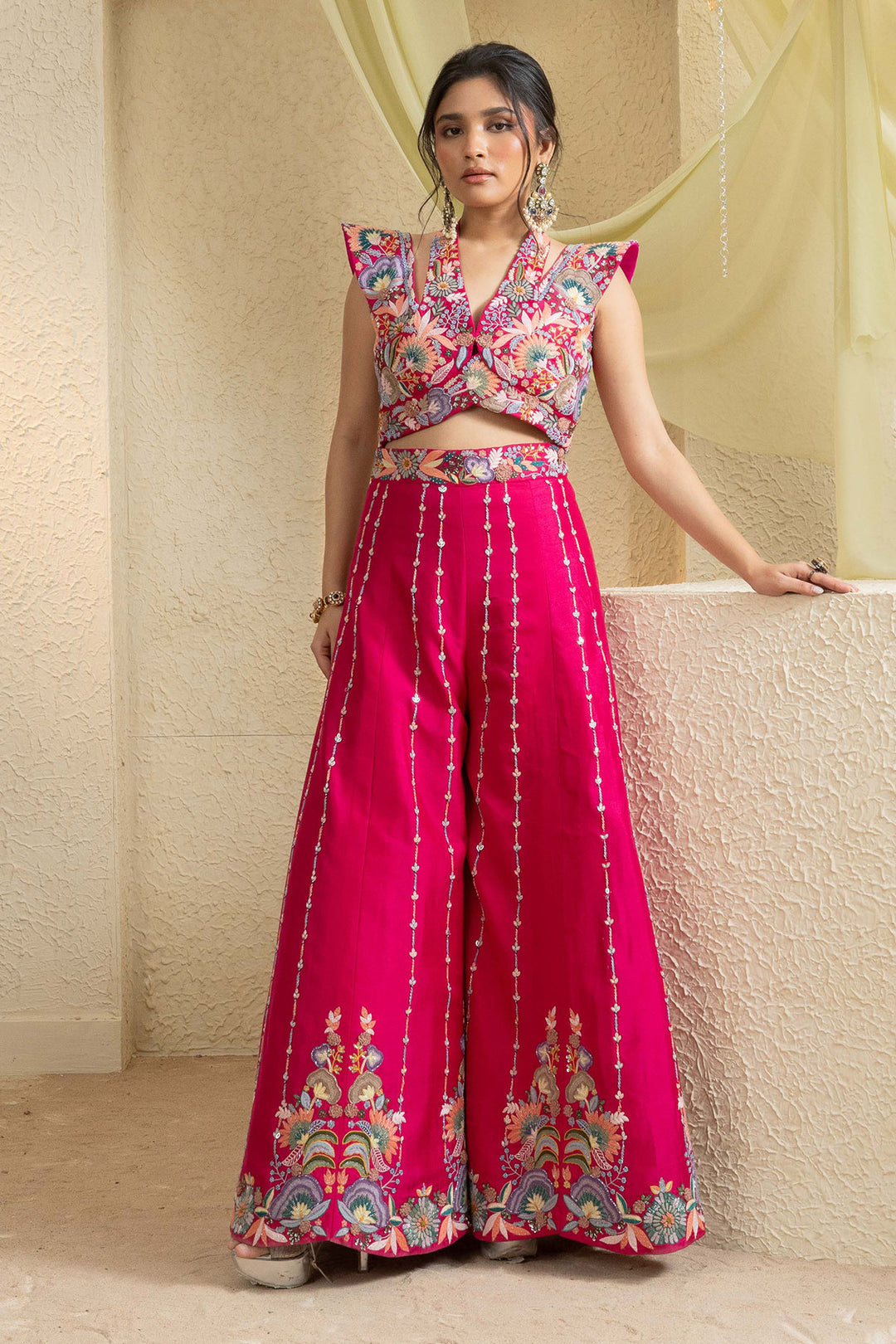 Bright Pink Grace Handcrafted Jumpsuit Set