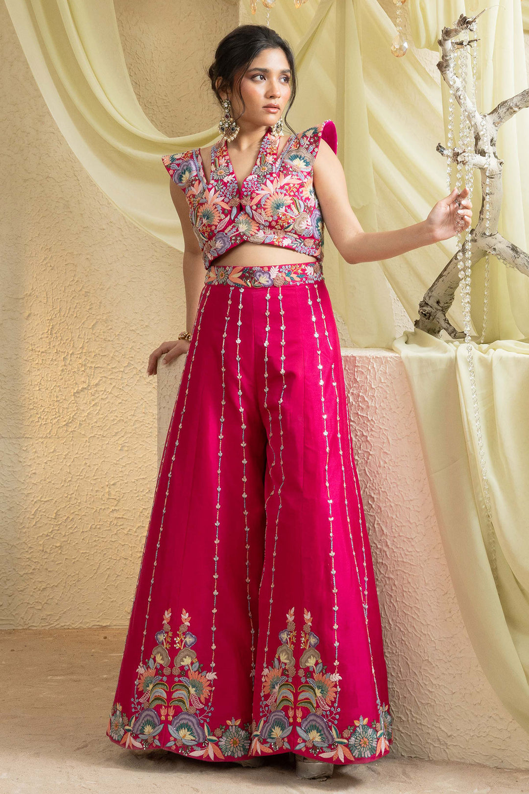 Bright Pink Grace Handcrafted Jumpsuit Set