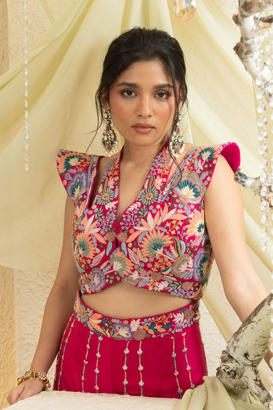 Bright Pink Grace Handcrafted Jumpsuit Set