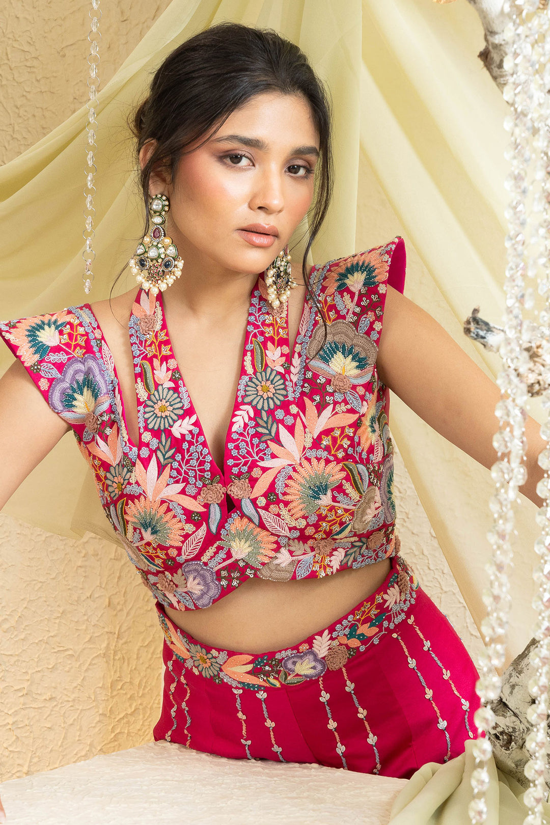 Bright Pink Grace Handcrafted Jumpsuit Set