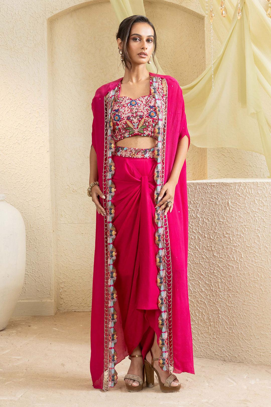 Bright pink Grace Handcrafted Cape Set