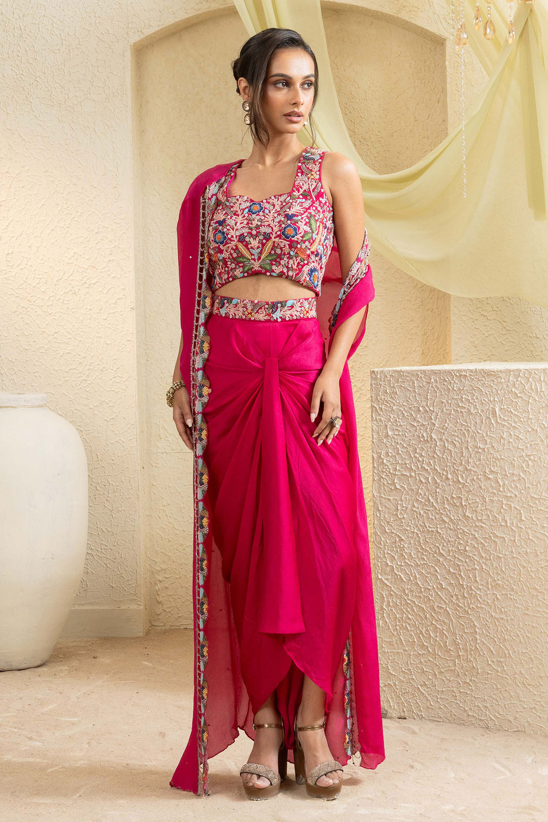 Bright pink Grace Handcrafted Cape Set