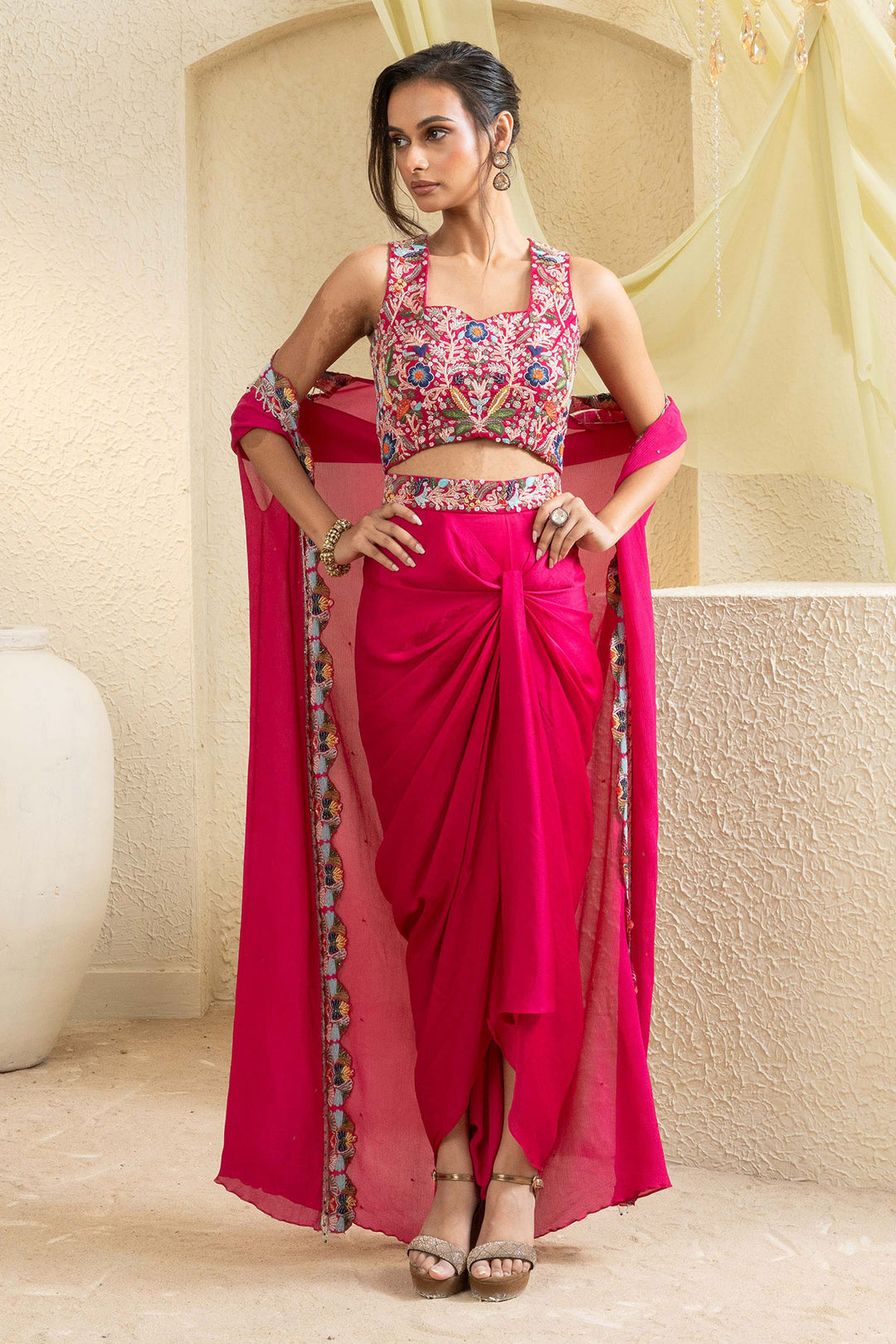 Bright pink Grace Handcrafted Cape Set