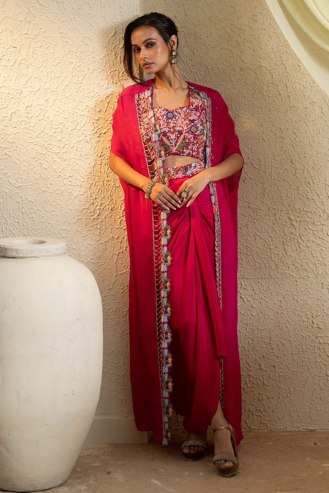 Bright pink Grace Handcrafted Cape Set