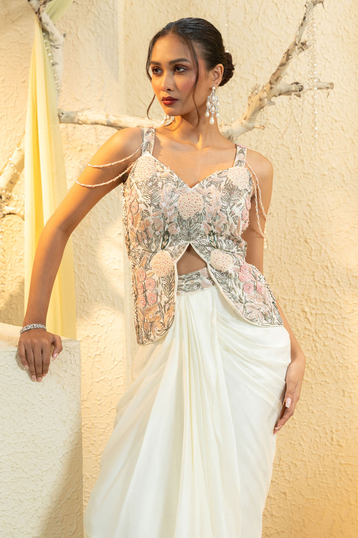 Ivory Grace Embroidered Peplum Set