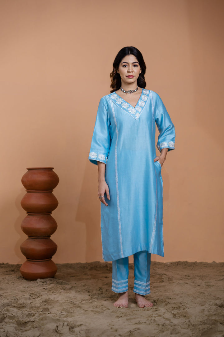 Blue Straight Kurta Set