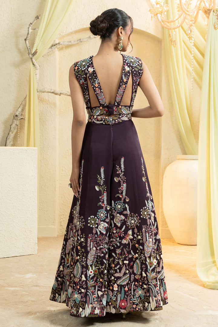 Maroon Muse Hand-Embroidered Jumpsuit