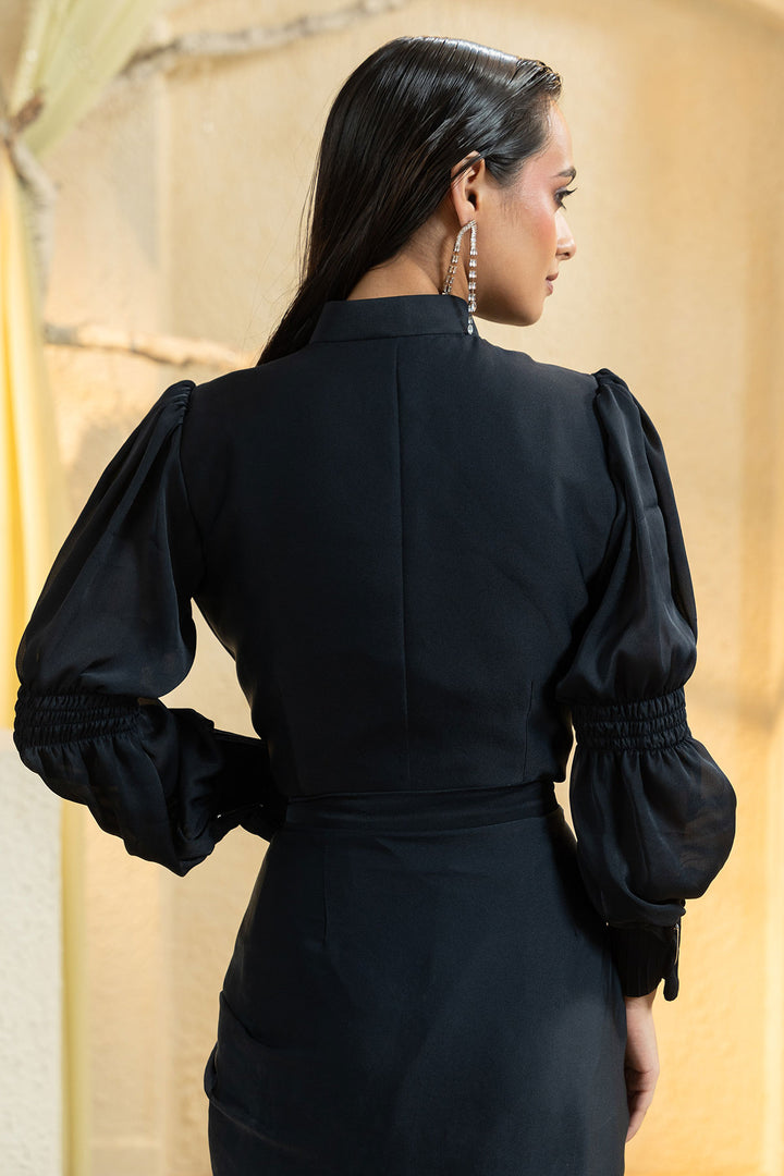 Midnight Elegance Draped Ensemble