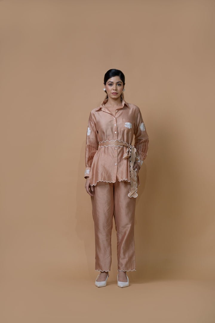 Beige Pleated Co-ord Set