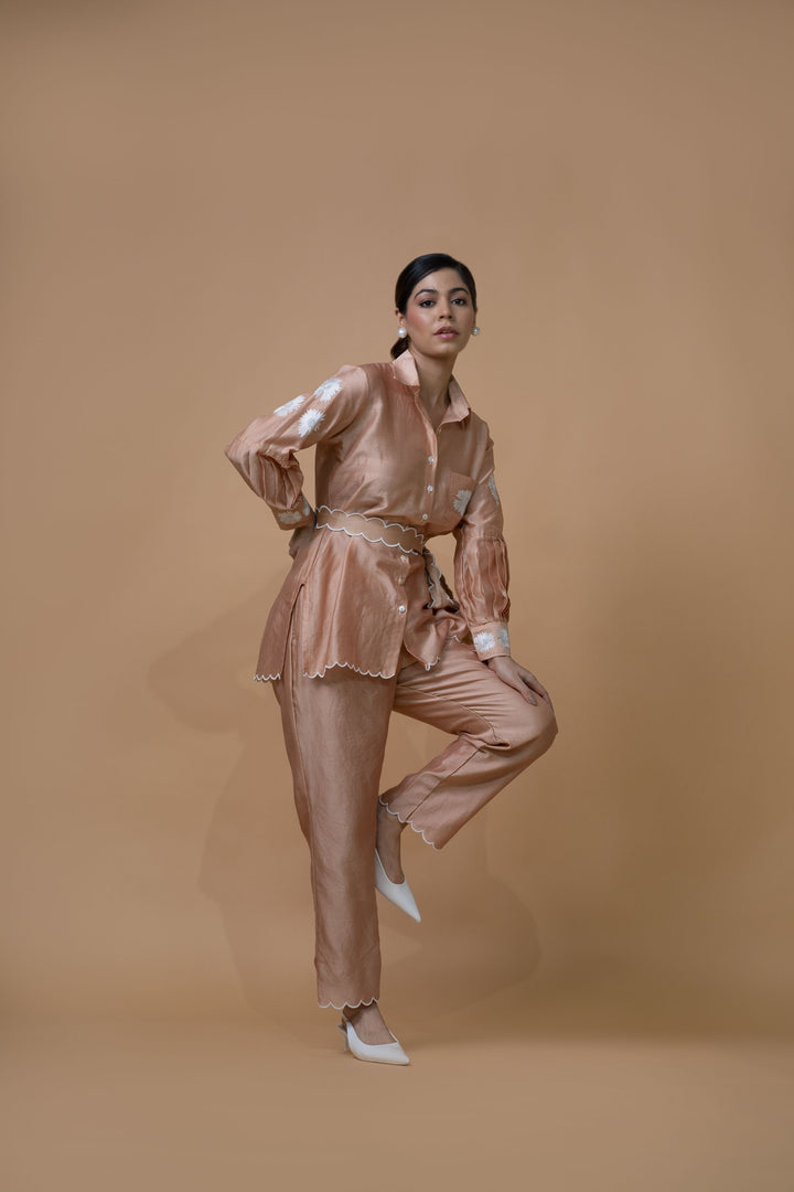 Beige Pleated Co-ord Set