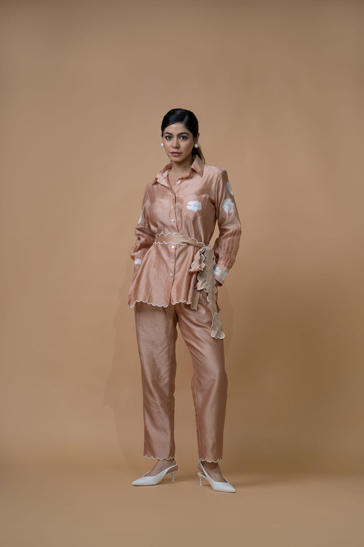 Beige Pleated Co-ord Set
