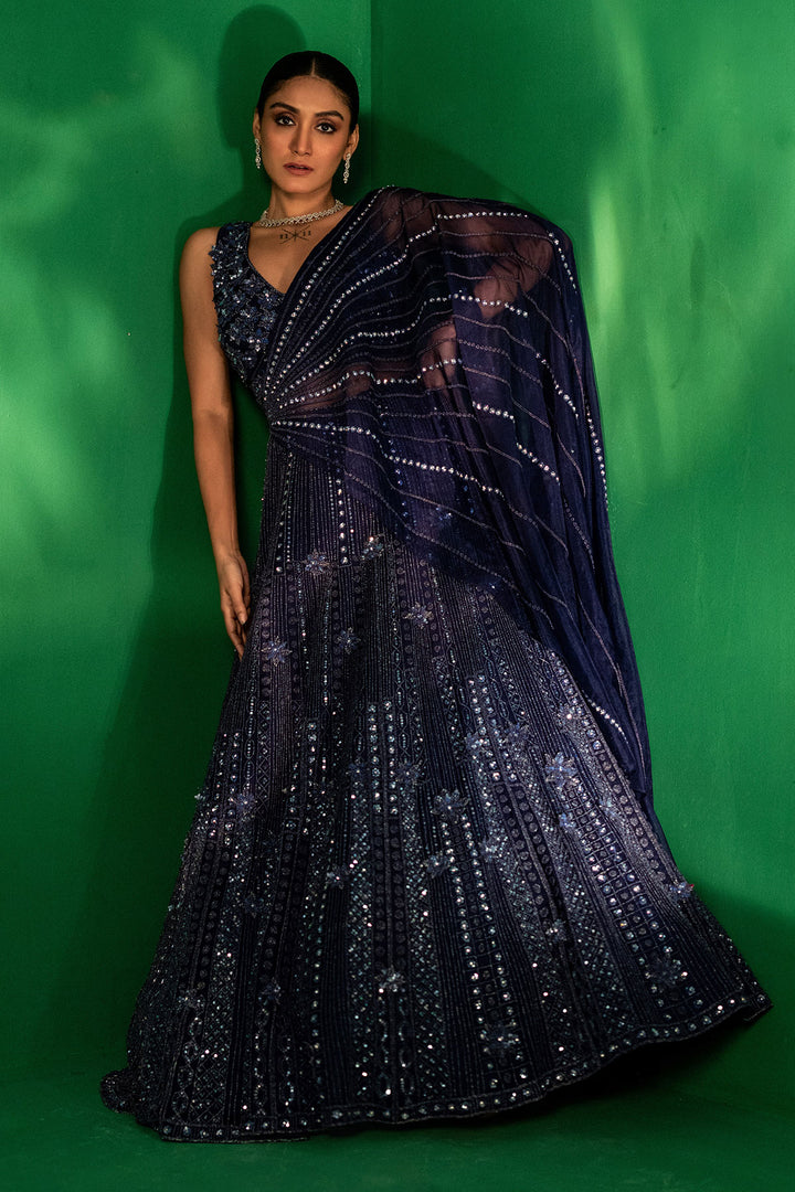 Midnight Sparkle Hand-Embellished Lehenga Set