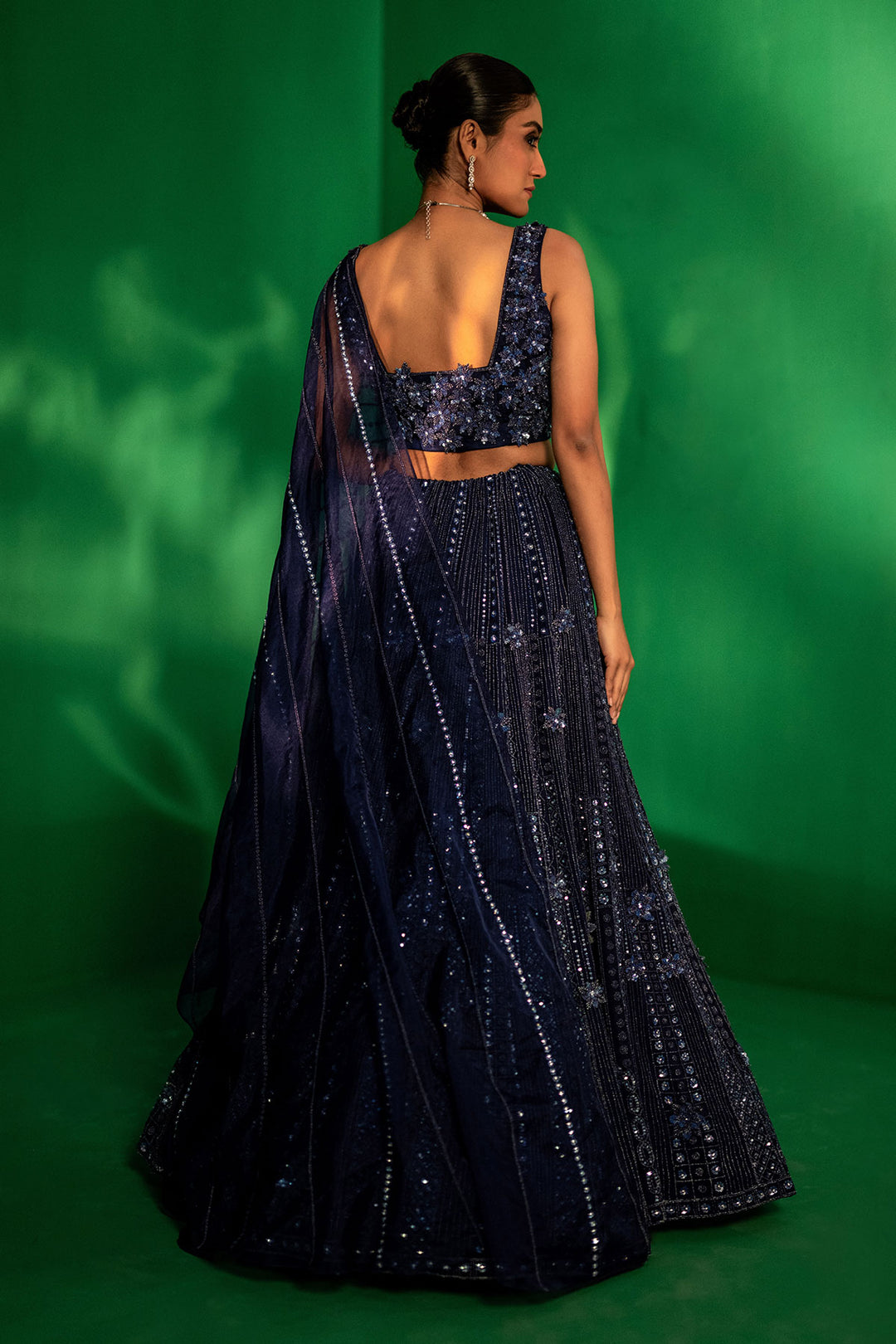 Midnight Sparkle Hand-Embellished Lehenga Set