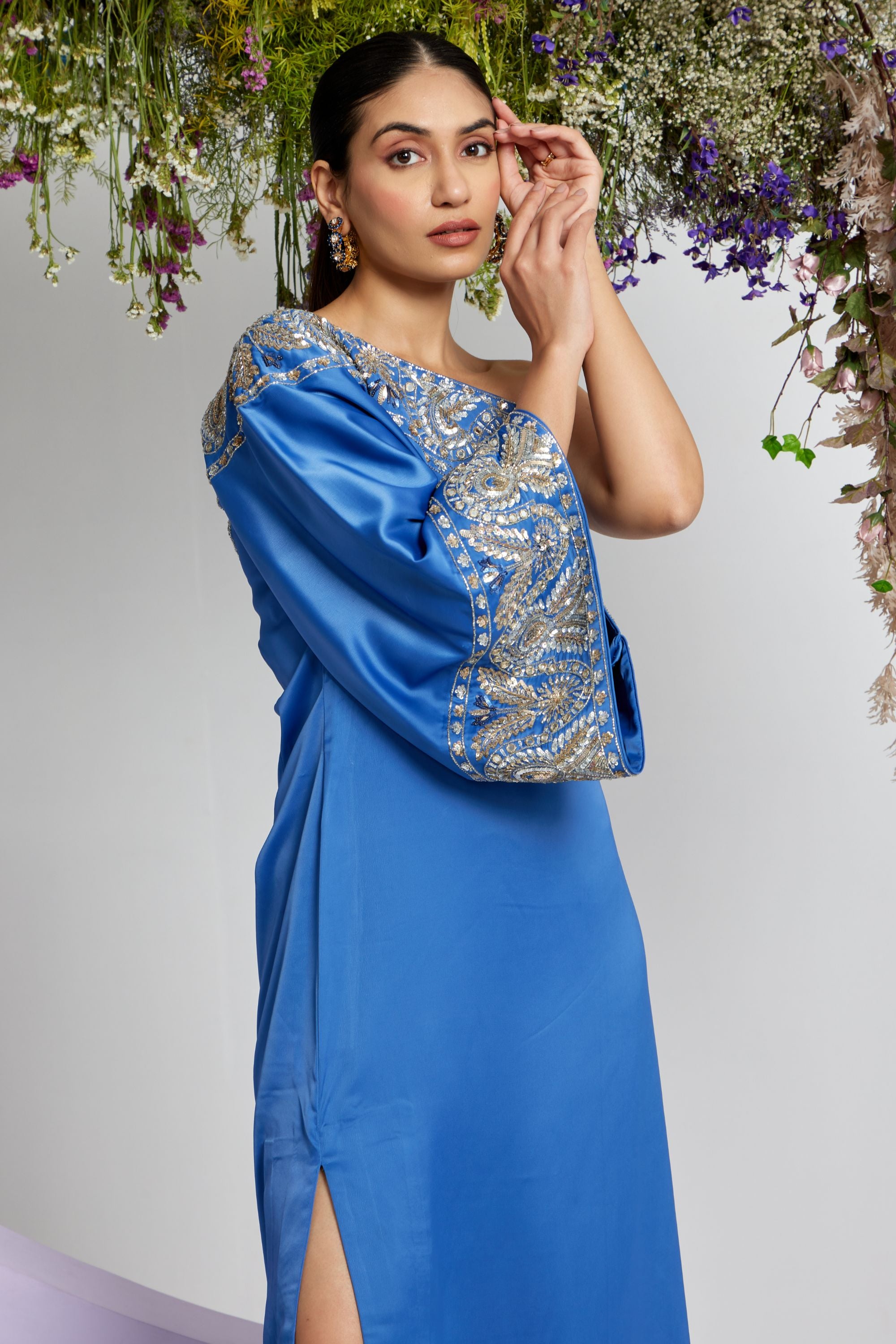 Cerulean Blue Embroidered Gown