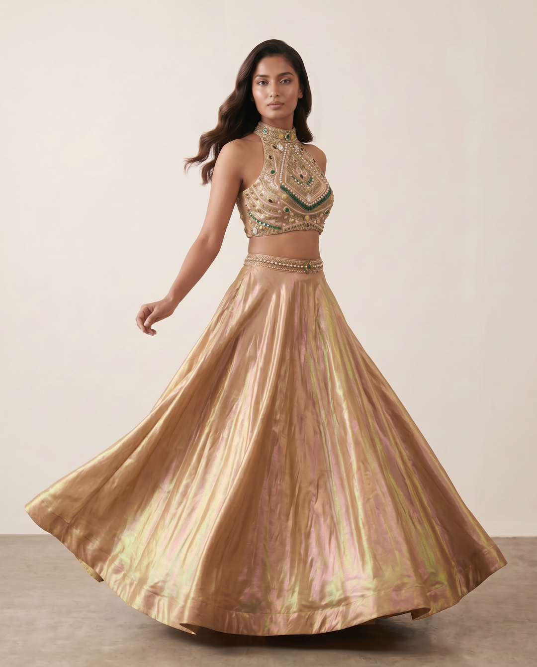 Royal Gold: Geometric Embellished Lehenga Set