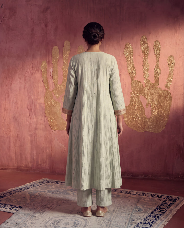 Grey Mul Chanderi Embroidered Kurta Sets