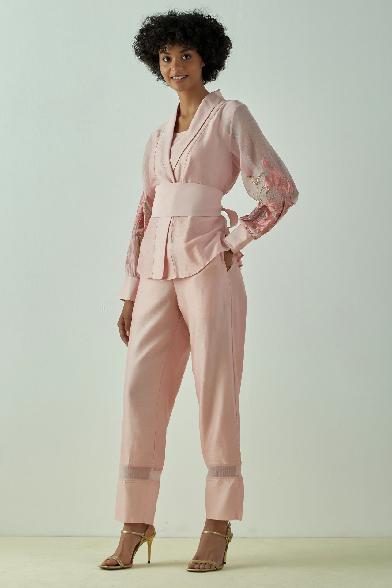 Grace Old Rose Wrap Top with Ankle Pants