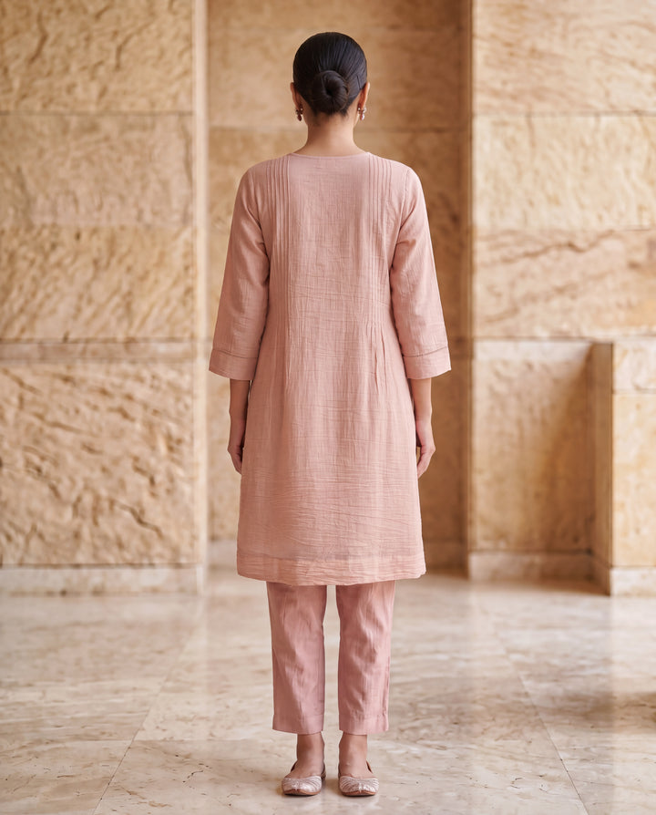 Blush Pink Floral Embroidered Co-ord Set
