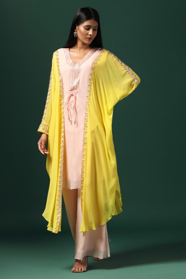 YELLOW & PINK KAFTAN SET WITH PANTS