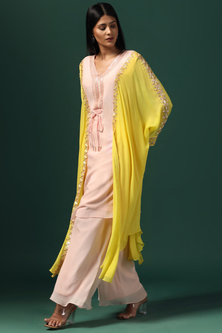 YELLOW & PINK KAFTAN SET WITH PANTS