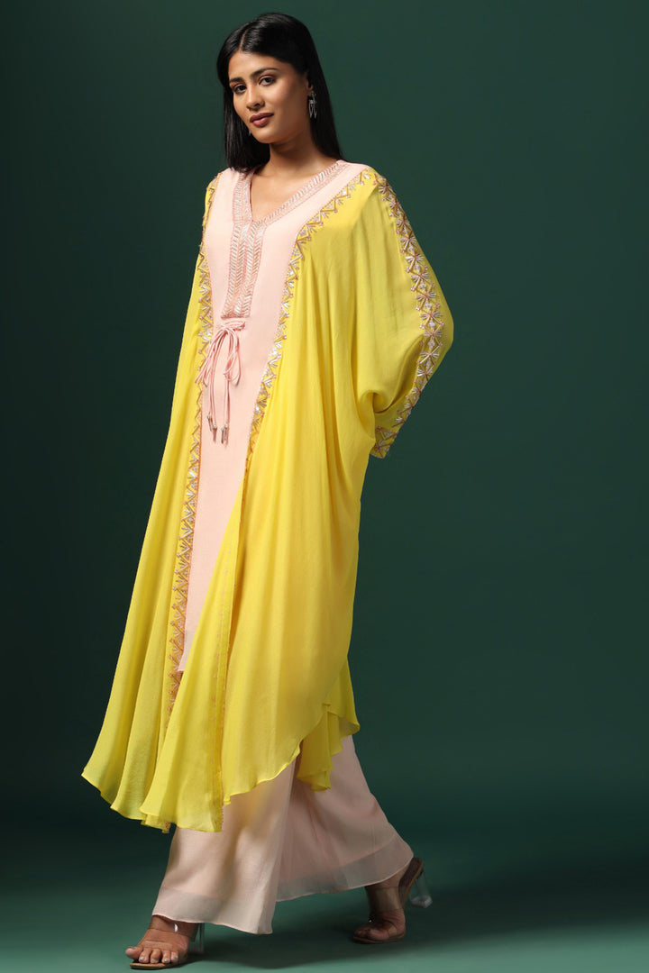 YELLOW & PINK KAFTAN SET WITH PANTS