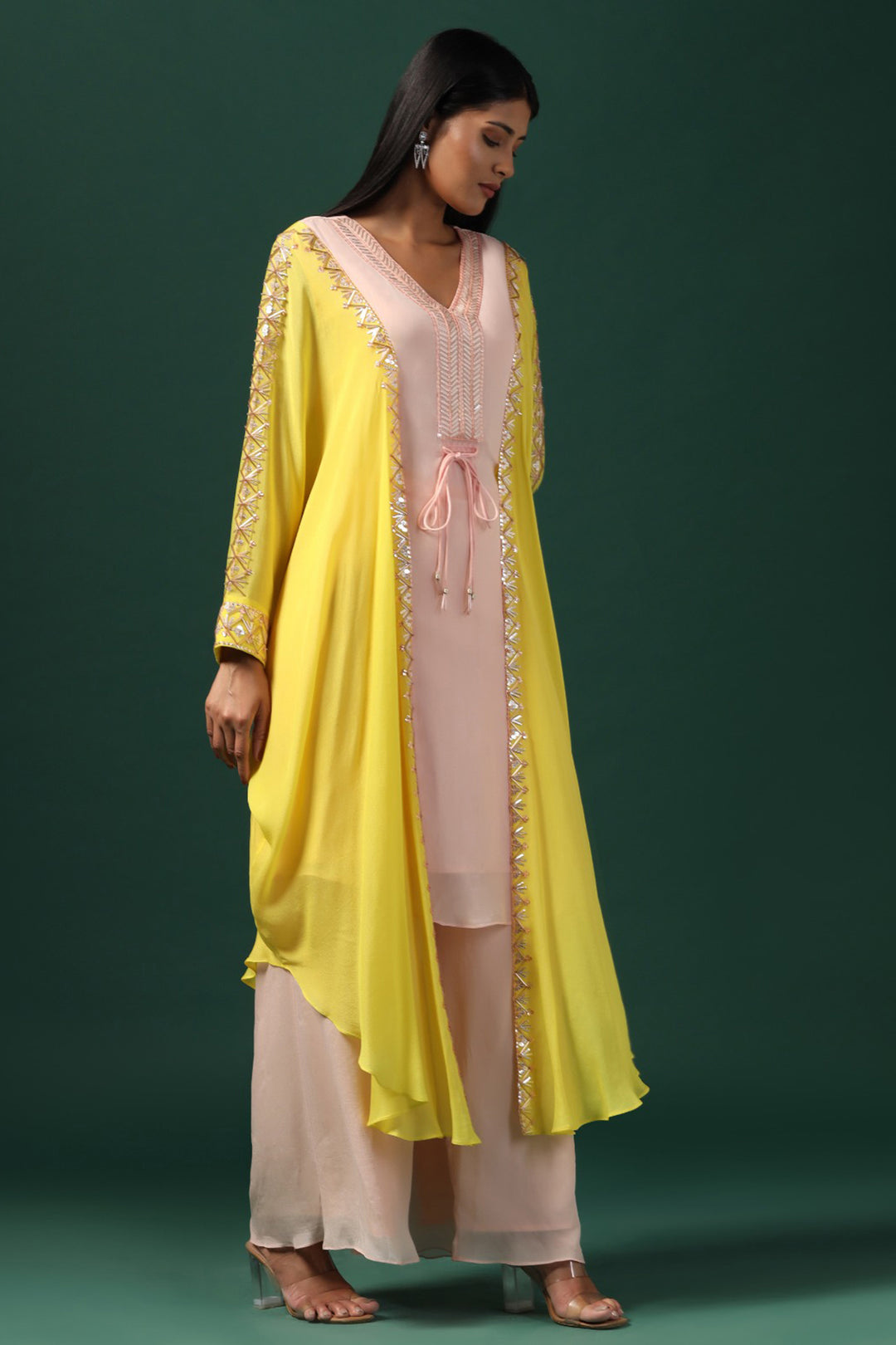 YELLOW & PINK KAFTAN SET WITH PANTS