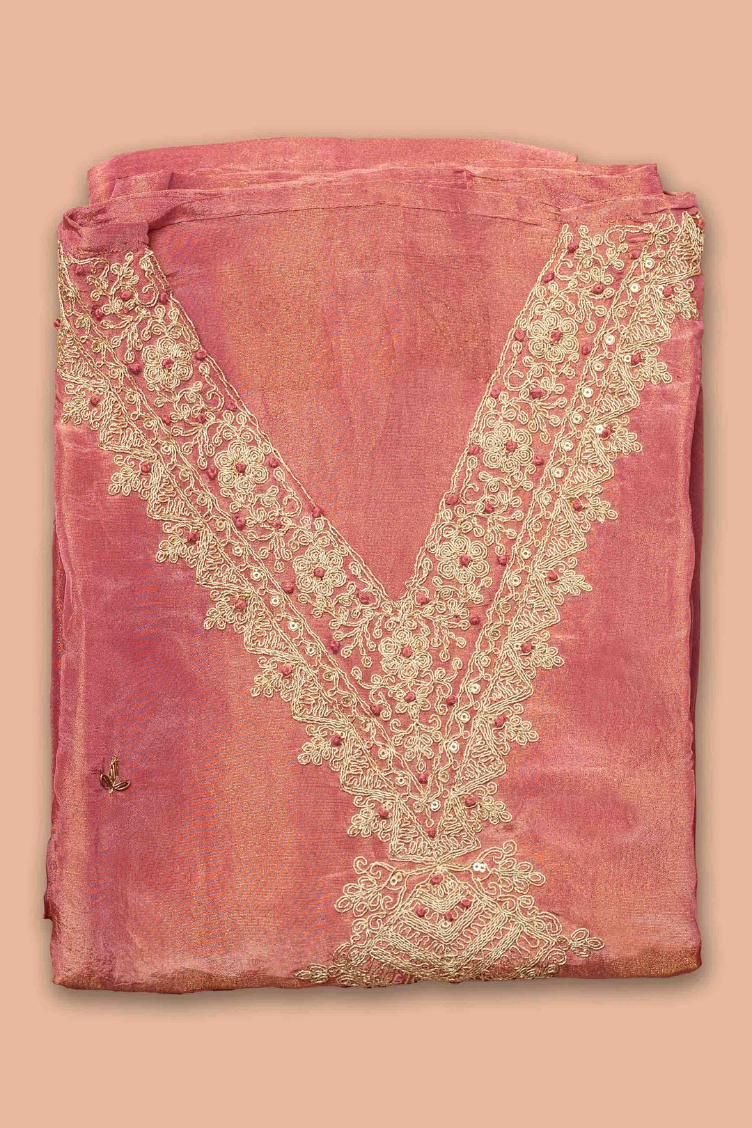 PINK SILK UNSTITCHED SUIT SET WITH DUPPATTA AND BOTTOM