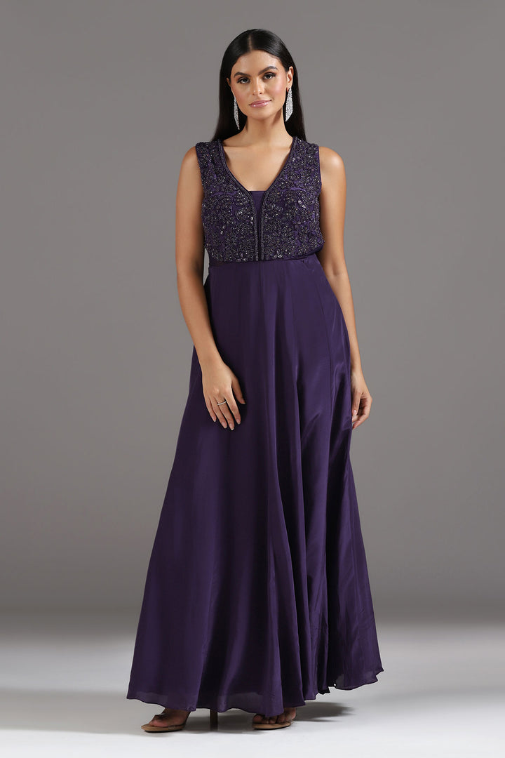 Deep purple Anarkali Gown with Dupatta