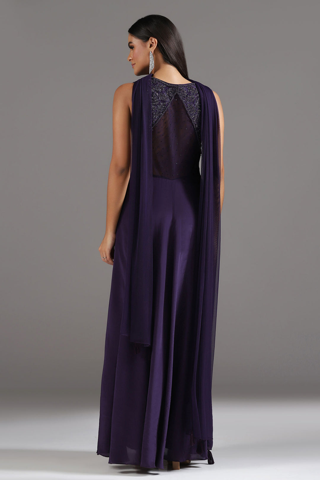 Deep purple Anarkali Gown with Dupatta