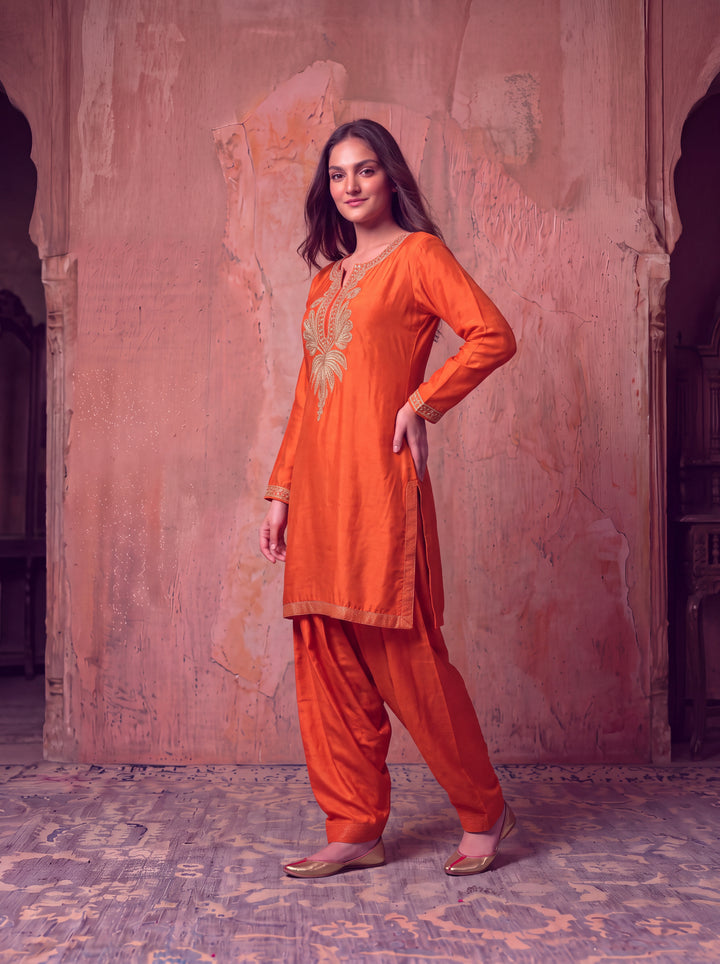 Gulnaar Zardozi silk Farshi Set