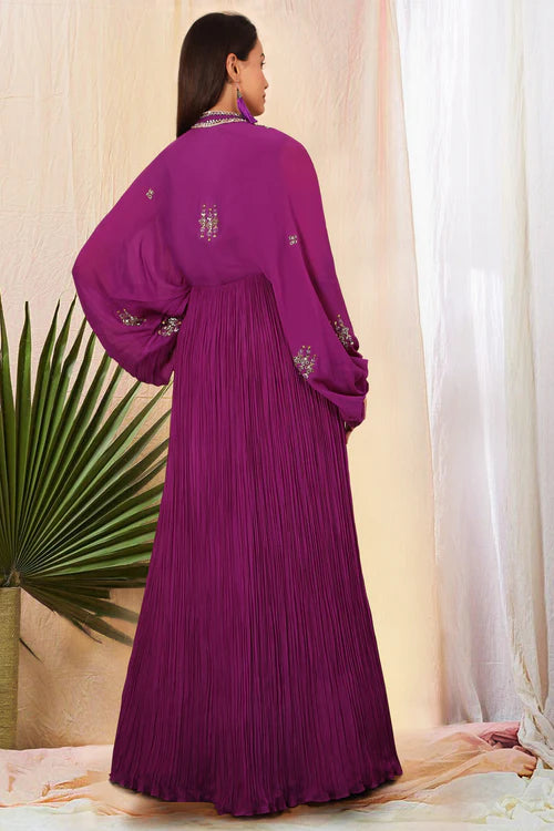 Royal Purple Gown with a Chinese Collar