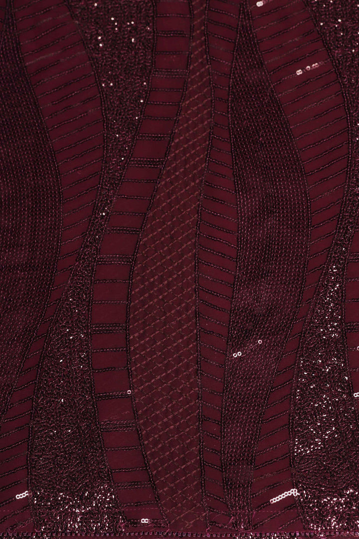 MAROON SEQUINS EMBROIDERED SAREE SET