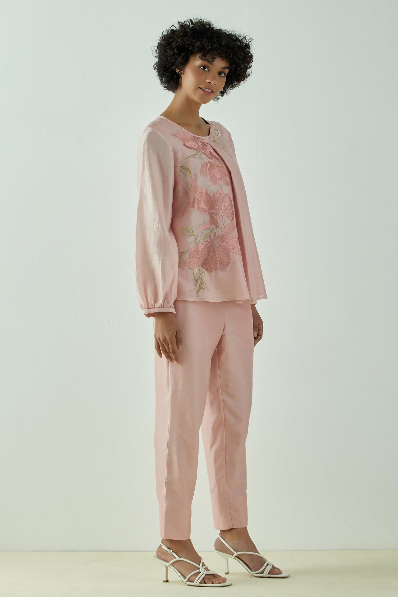 Miriam Old Rose Demure Top with Ankle Pants