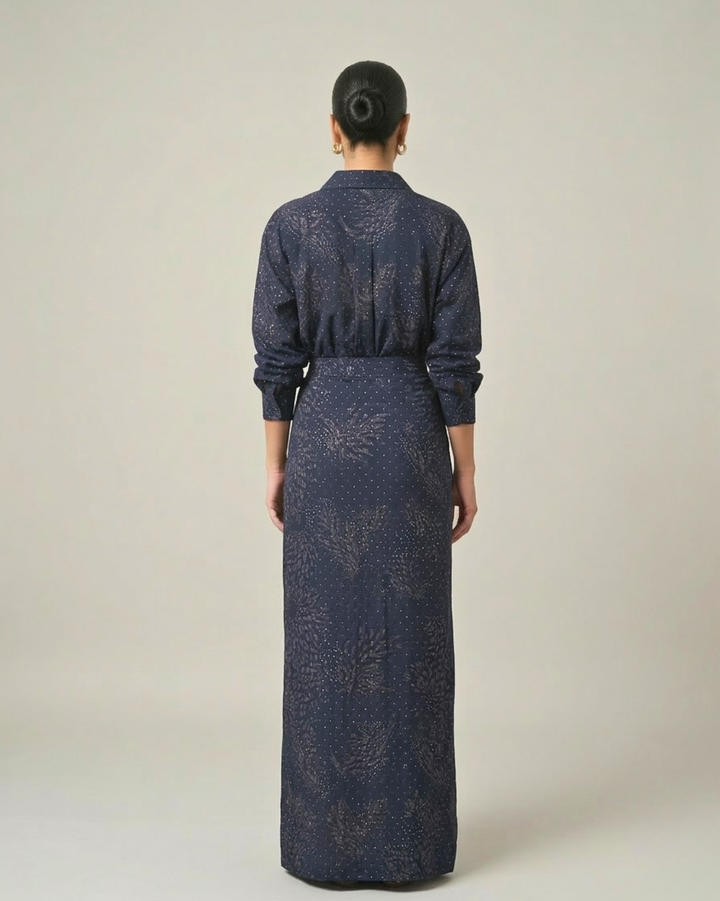 Starlit Sequin Embellished Shirt and Skirt Set