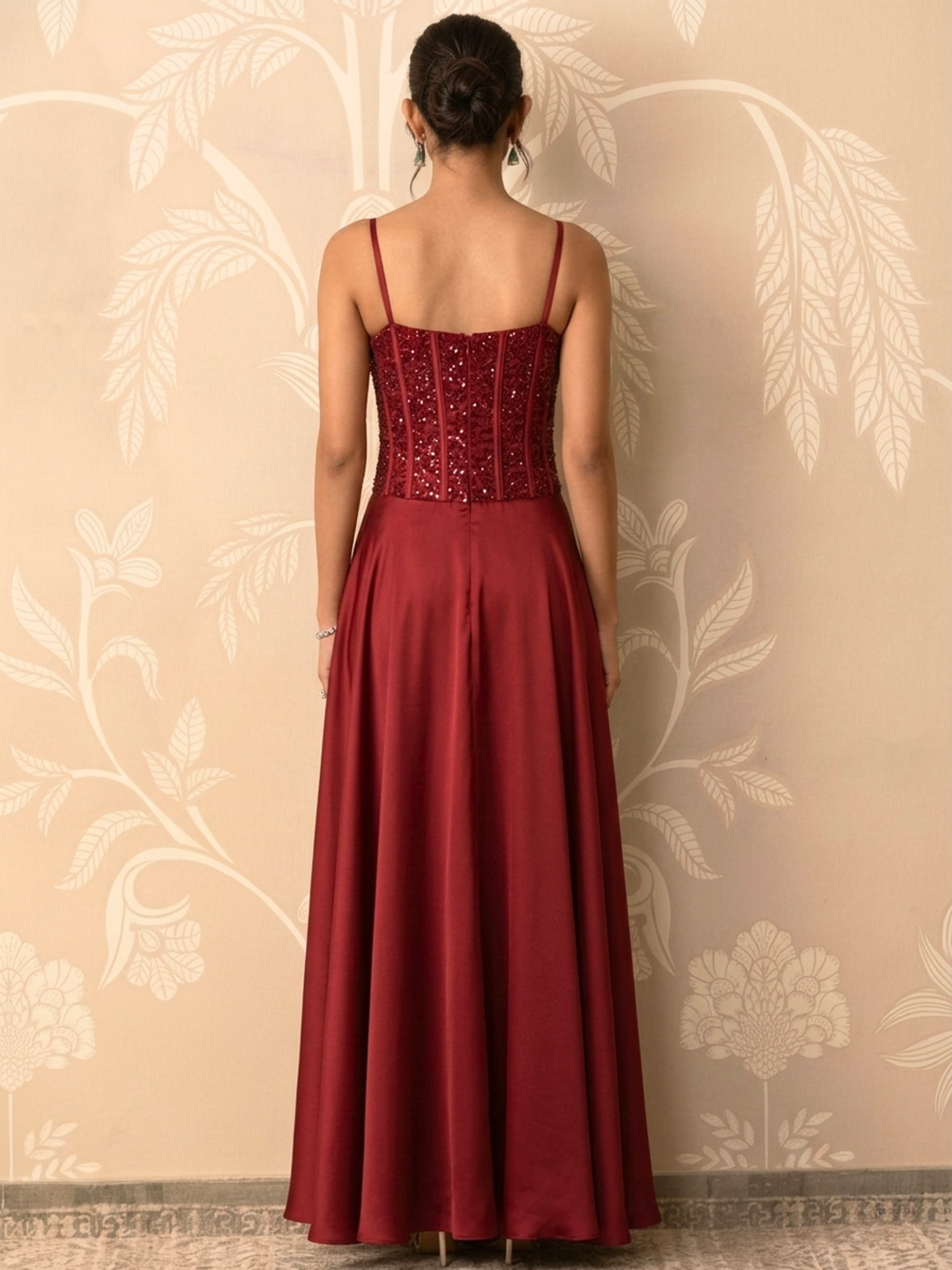 Crimson Desire Structured Corset & Satin Gown