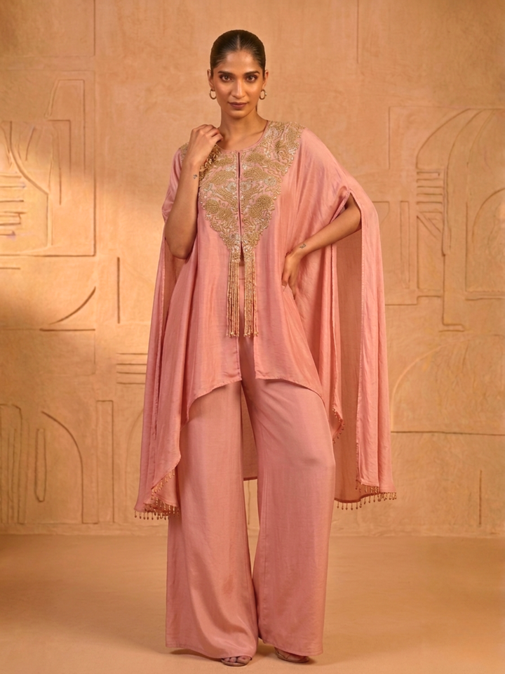 Pearl Cascade Embellished Cape Set