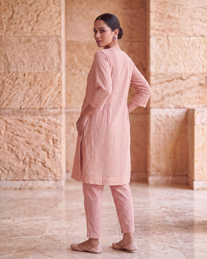 Blush Pink Floral Embroidered Co-ord Set