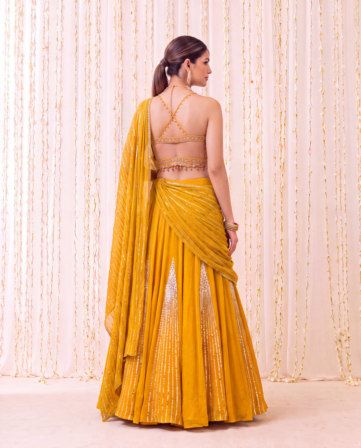 Pila Gul-Haldi yellow with gold accents Lehenga Set