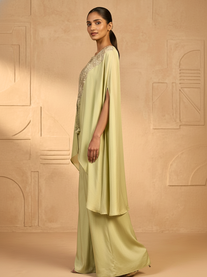 Pearl Cascade Embellished Cape Set