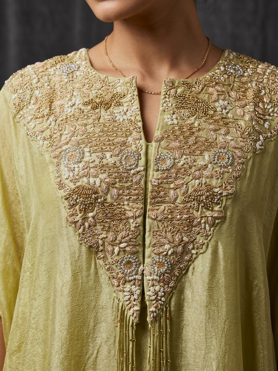 Pearl Cascade Embellished Cape Set