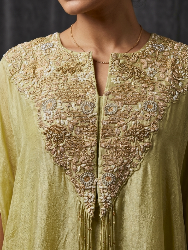 Pearl Cascade Embellished Cape Set